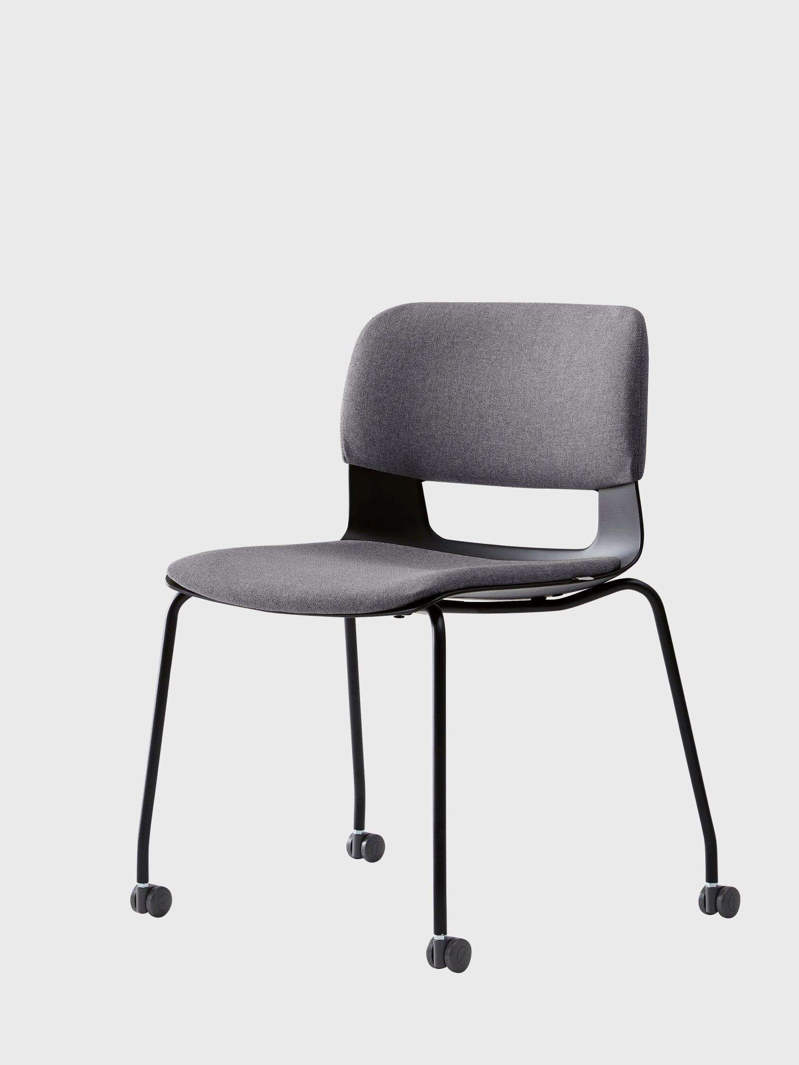 BUTTON 4-Leg / Castors, Fabric, Black / Cool Grey