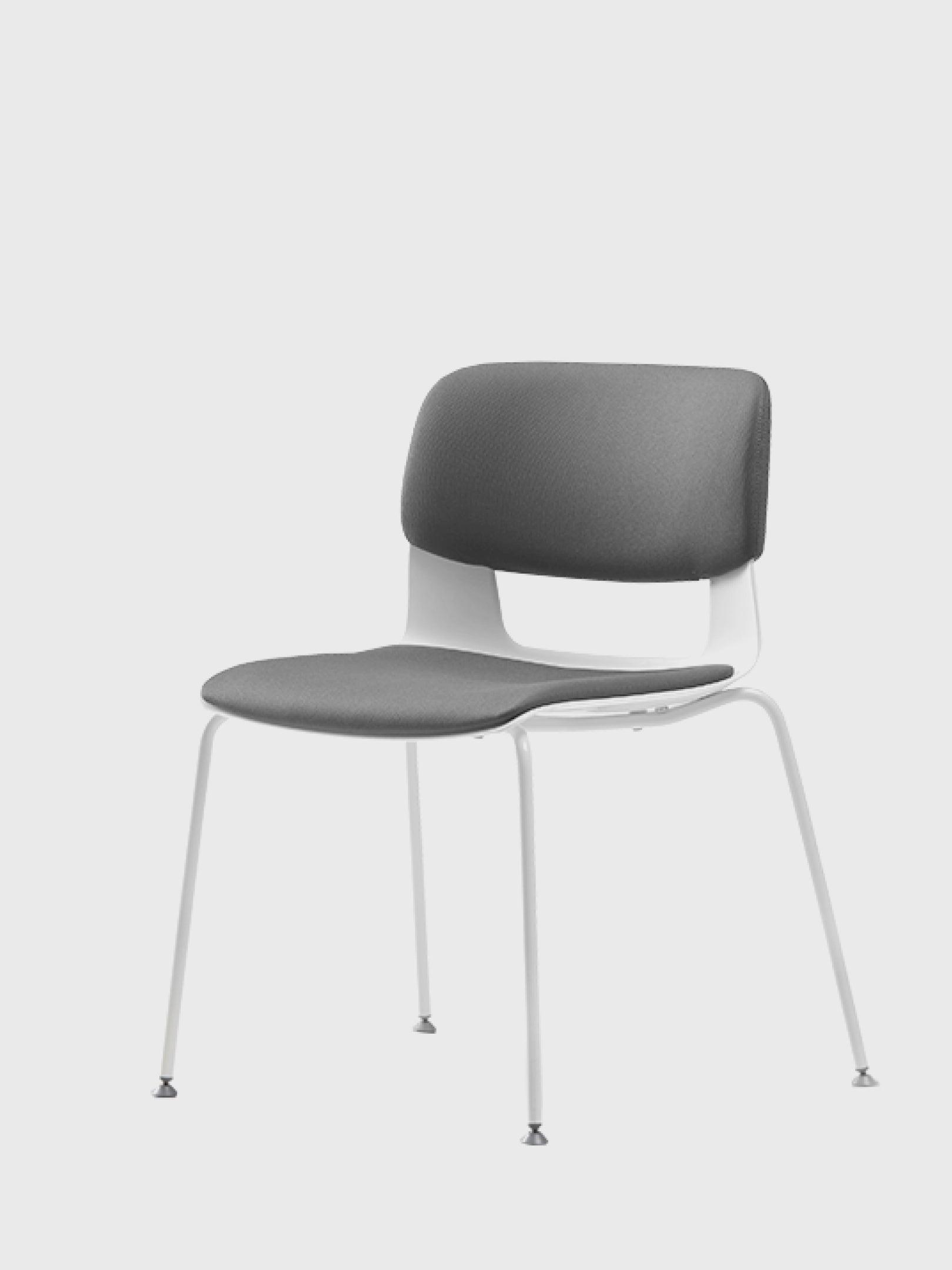 BUTTON 4-Leg / Glides, Fabric, White / Moss Grey