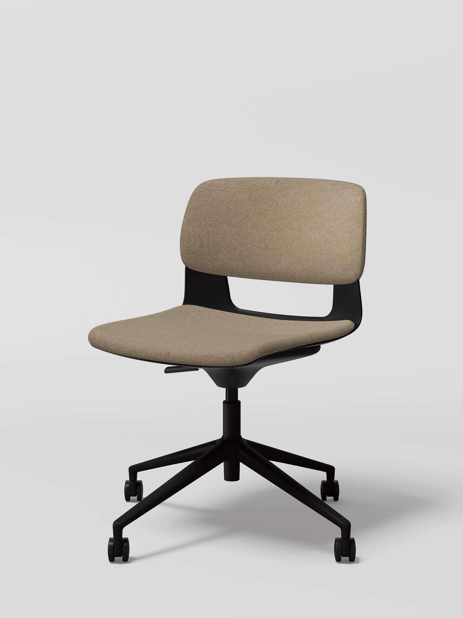BUTTON Height adjustable / Castors, Fabric, Black / Beige