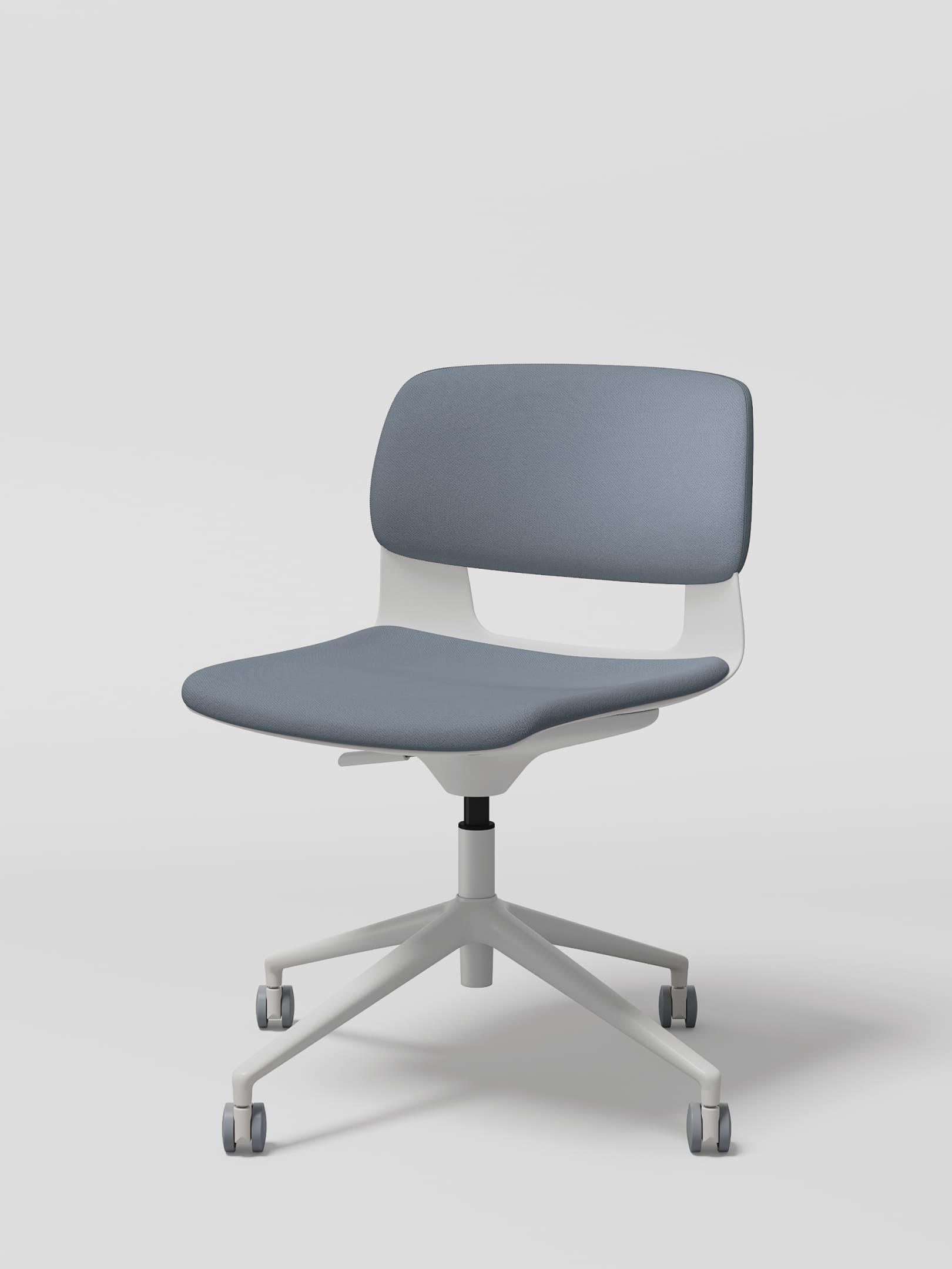 BUTTON Height adjustable / Castors, Fabric, White / Moss Grey