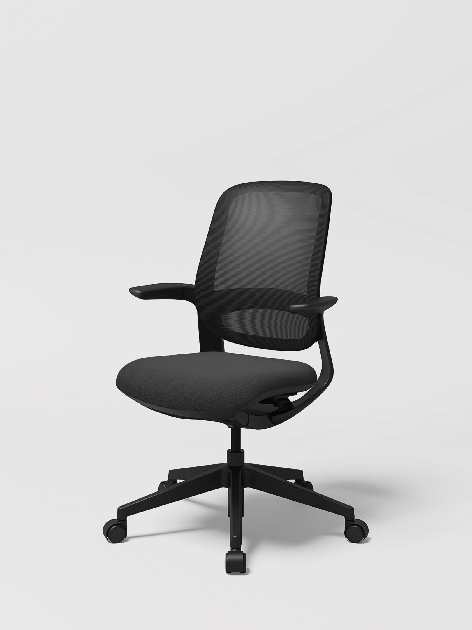LINIE Mesh backrest with Black frame in Charcoal