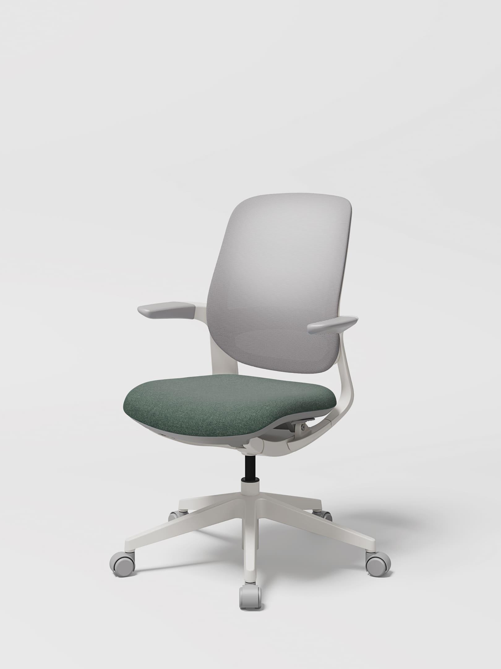 LINIE Mesh backrest with White frame in Ash Green