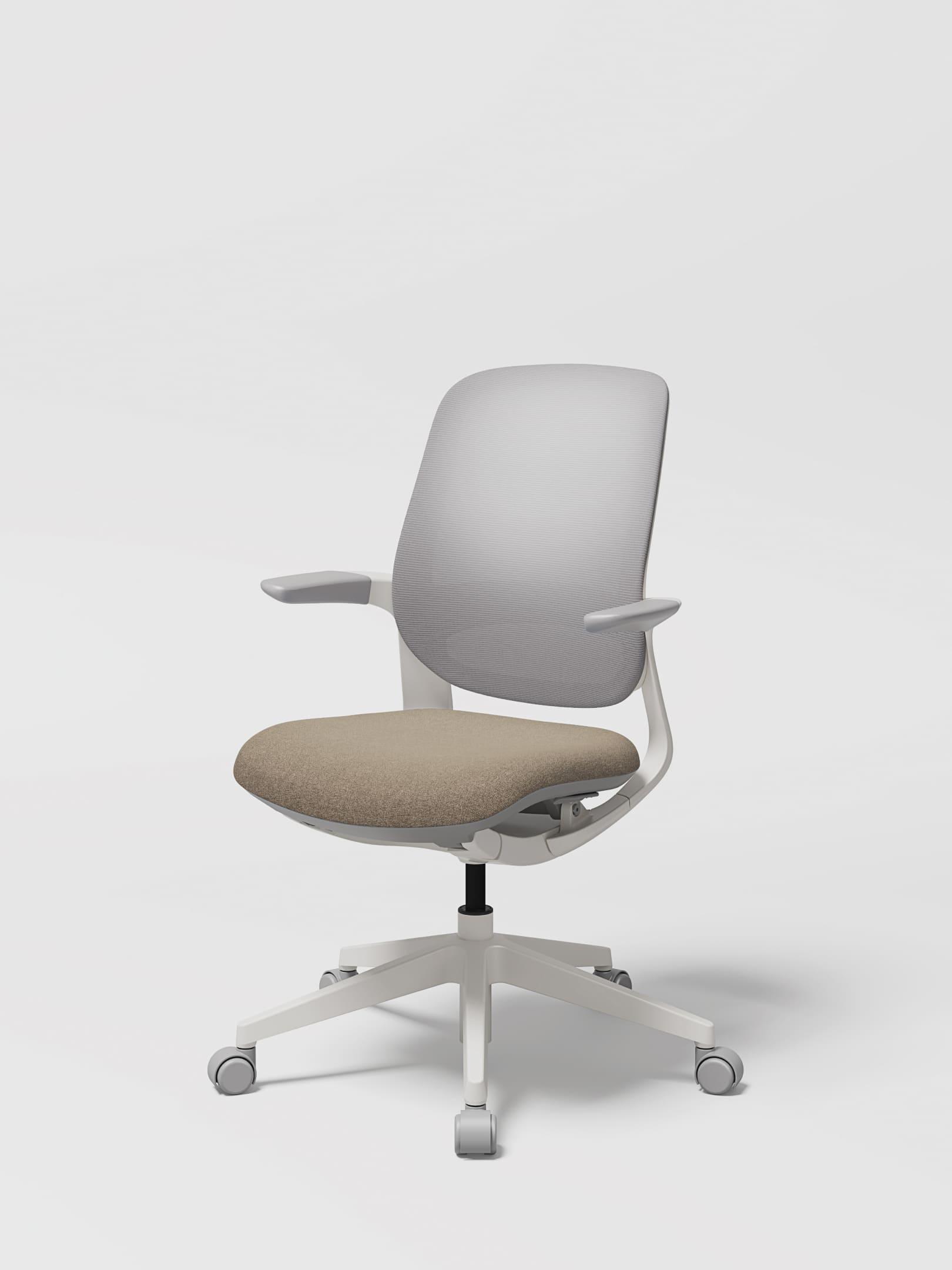 LINIE Mesh backrest with White frame in Sand Beige