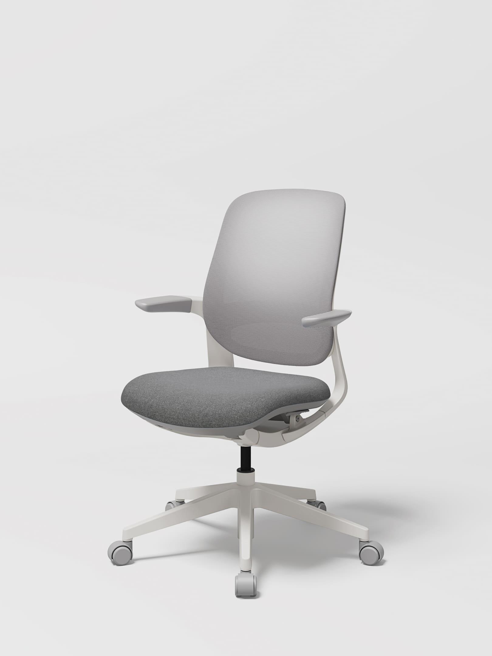 LINIE Mesh backrest with White frame in Warm Grey
