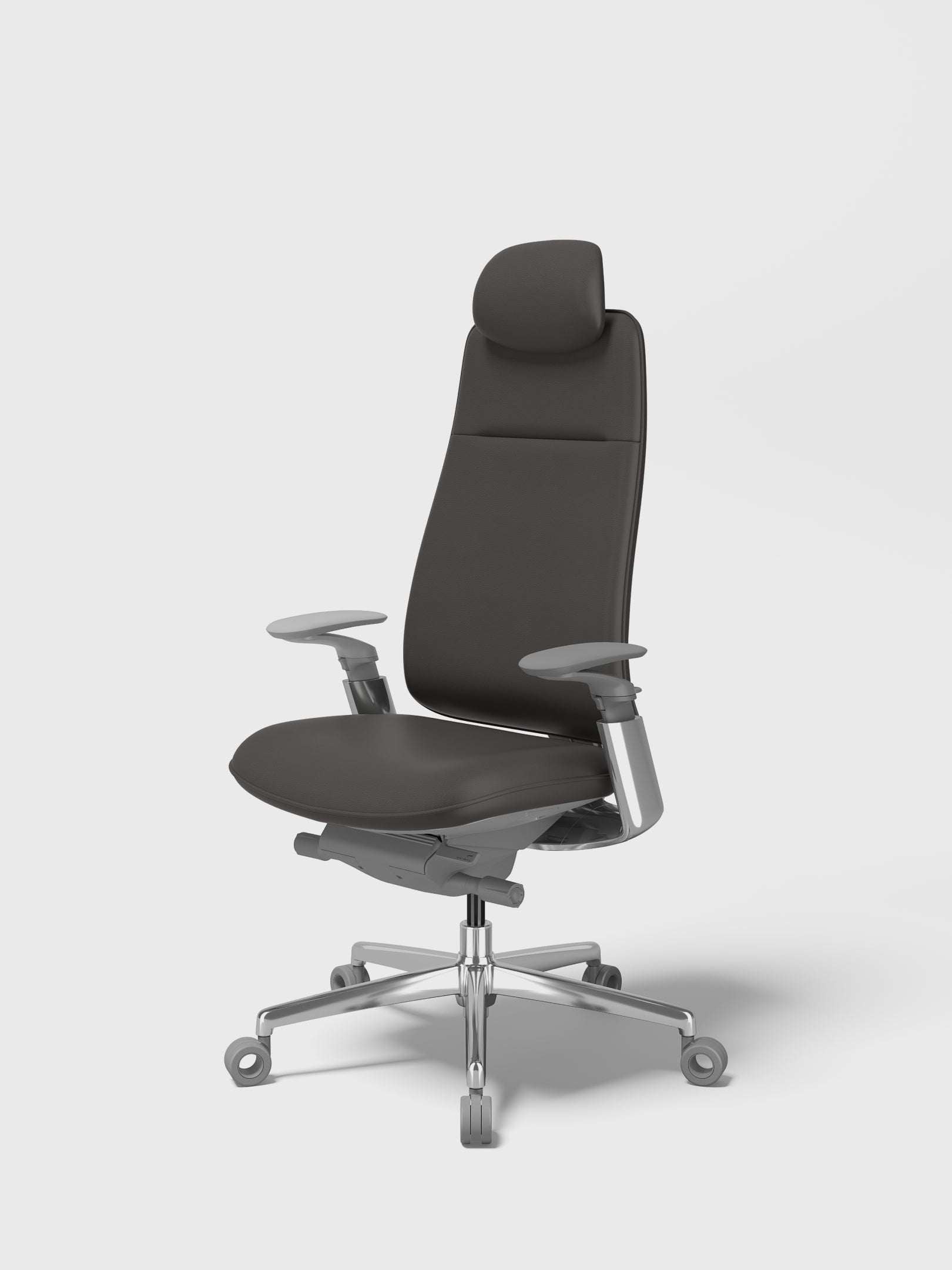 SIDIZ T90 ergonomic office chair in natural leather, shadow grey