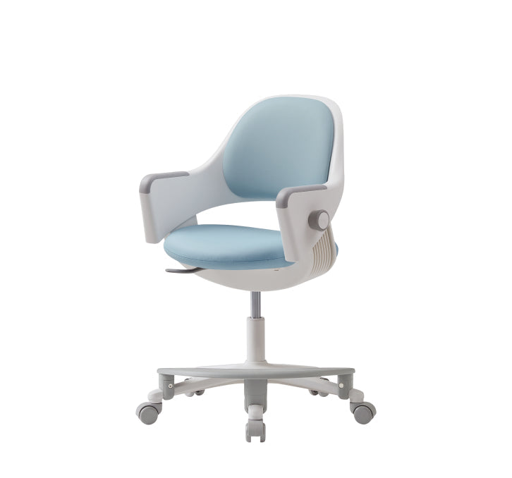 SIDIZ RINGO kids chair in Lavender Blue with white frame and adjustable footrest