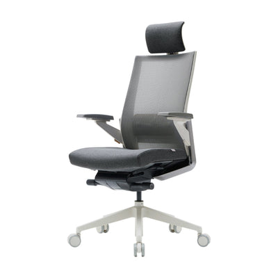 T80 Premium Ergonomic Office Chair (White Frame / Light Grey Seat)