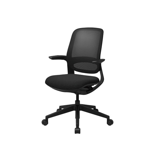 T25 Small Ergonomic Office Chair (Black Mesh Back, Black Seat)