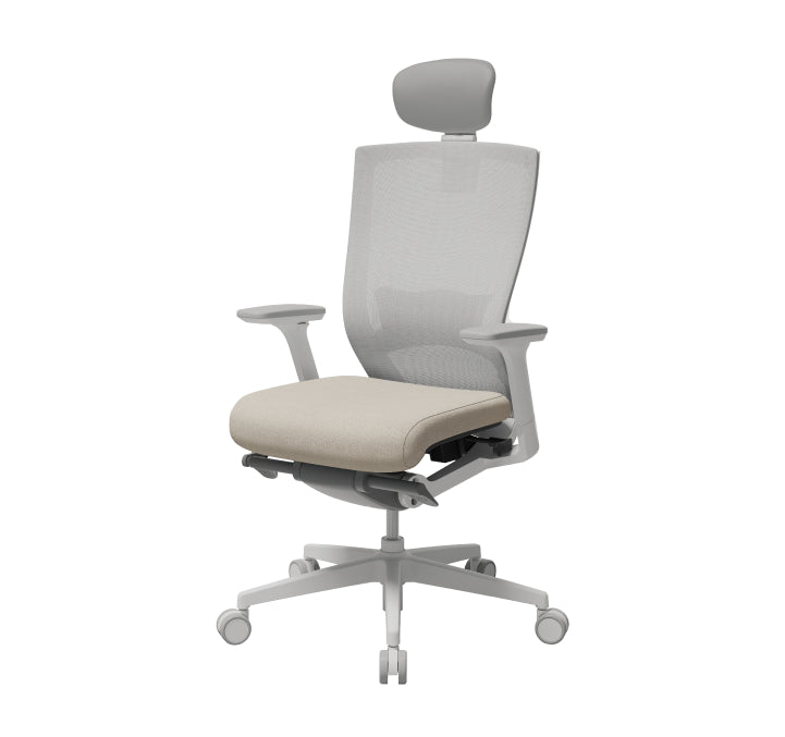 SIDIZ T50 First Generation office chair with white frame and Warm Beige seat