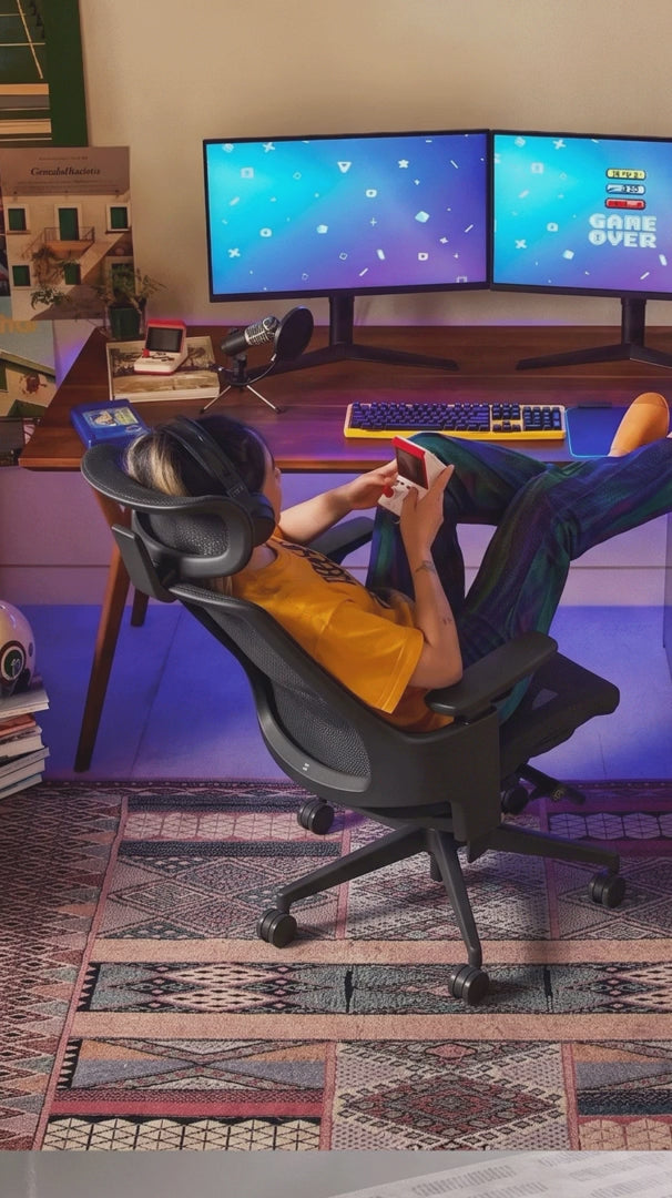 GX moving between focused work and relaxed play
