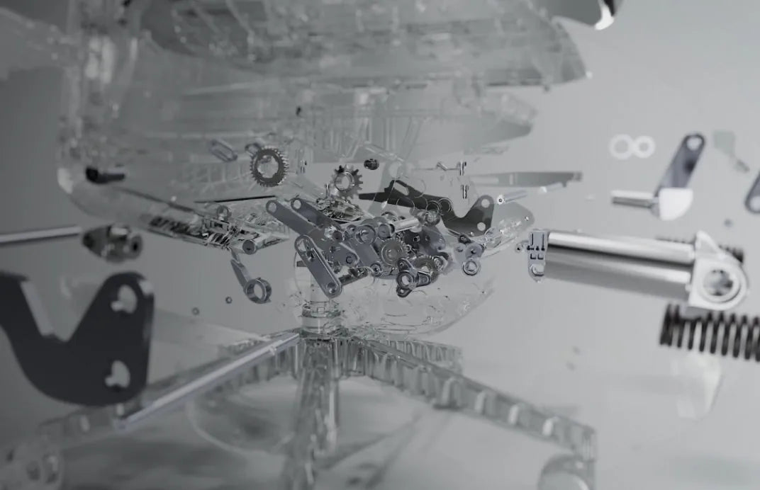 Exploded view of SIDIZ chair engineering components
