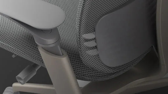 Close view of a SIDIZ ergonomic chair back