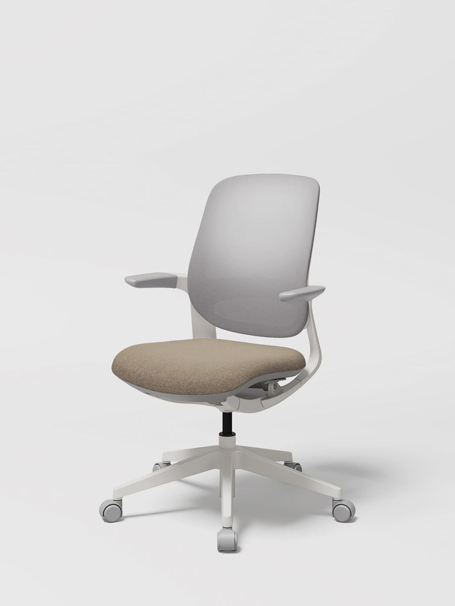 LINIE Mesh backrest with White frame in Sand Beige