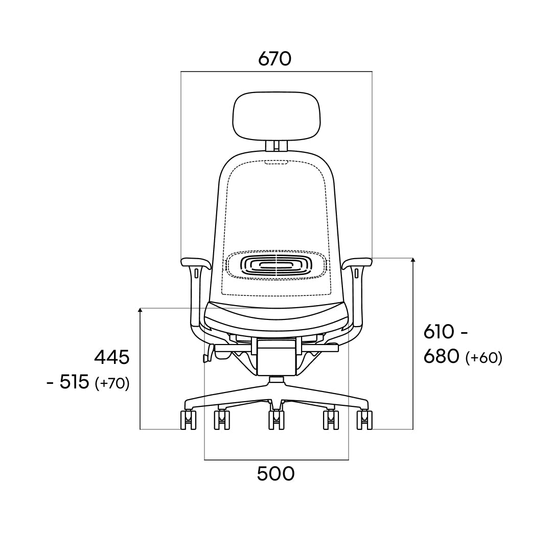 Front dimensions of the SIDIZ T60 AIR