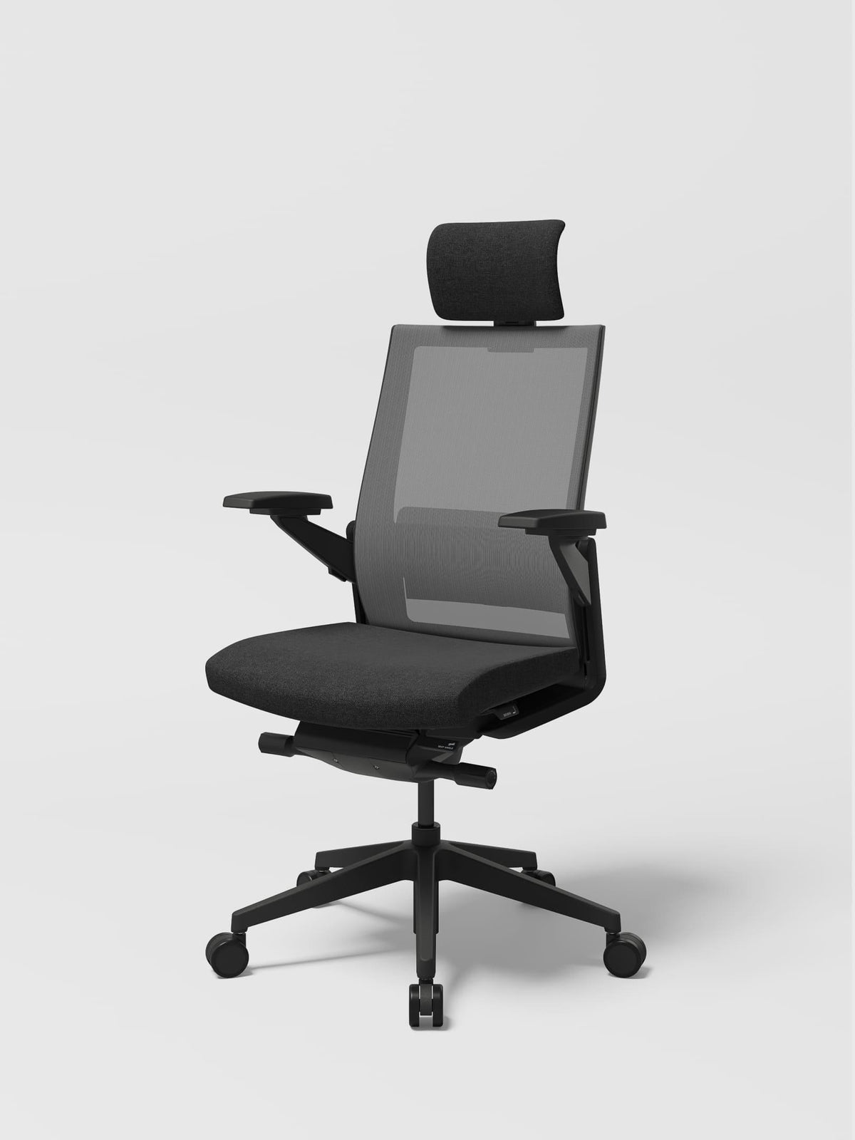 SIDIZ T80 premium ergonomic office chair, black frame with dark grey upholstery, front view