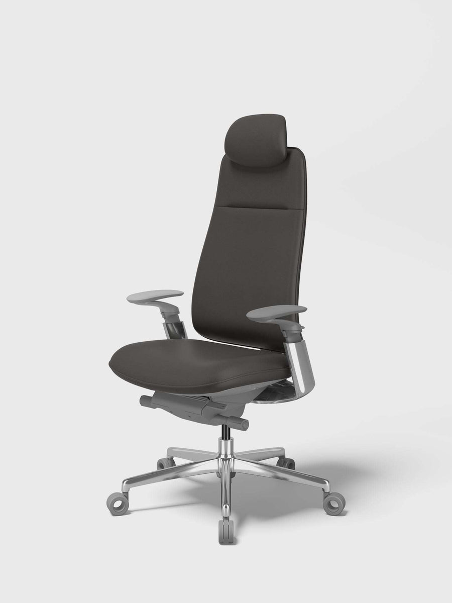 SIDIZ T90 ergonomic office chair in natural leather, shadow grey